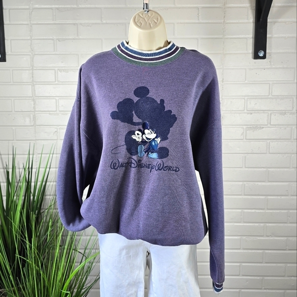 Disney Mickey Mouse Purple Ringer Sweater Size Extra Large